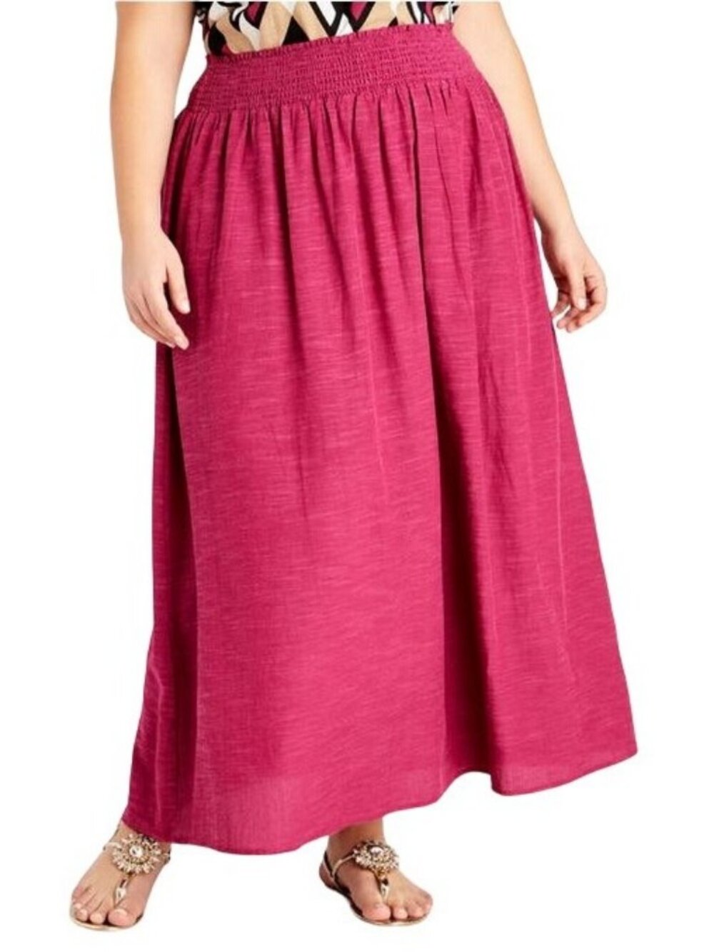 Ashley Stewart Smocked Waist Maxi Skirt Size 2X 18/20 NEW Breezy Flowy Summer